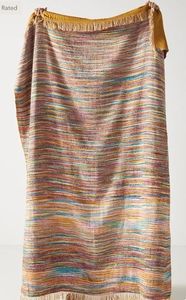 Anthropologie Fringed Ines Throw Blanket in Ochre